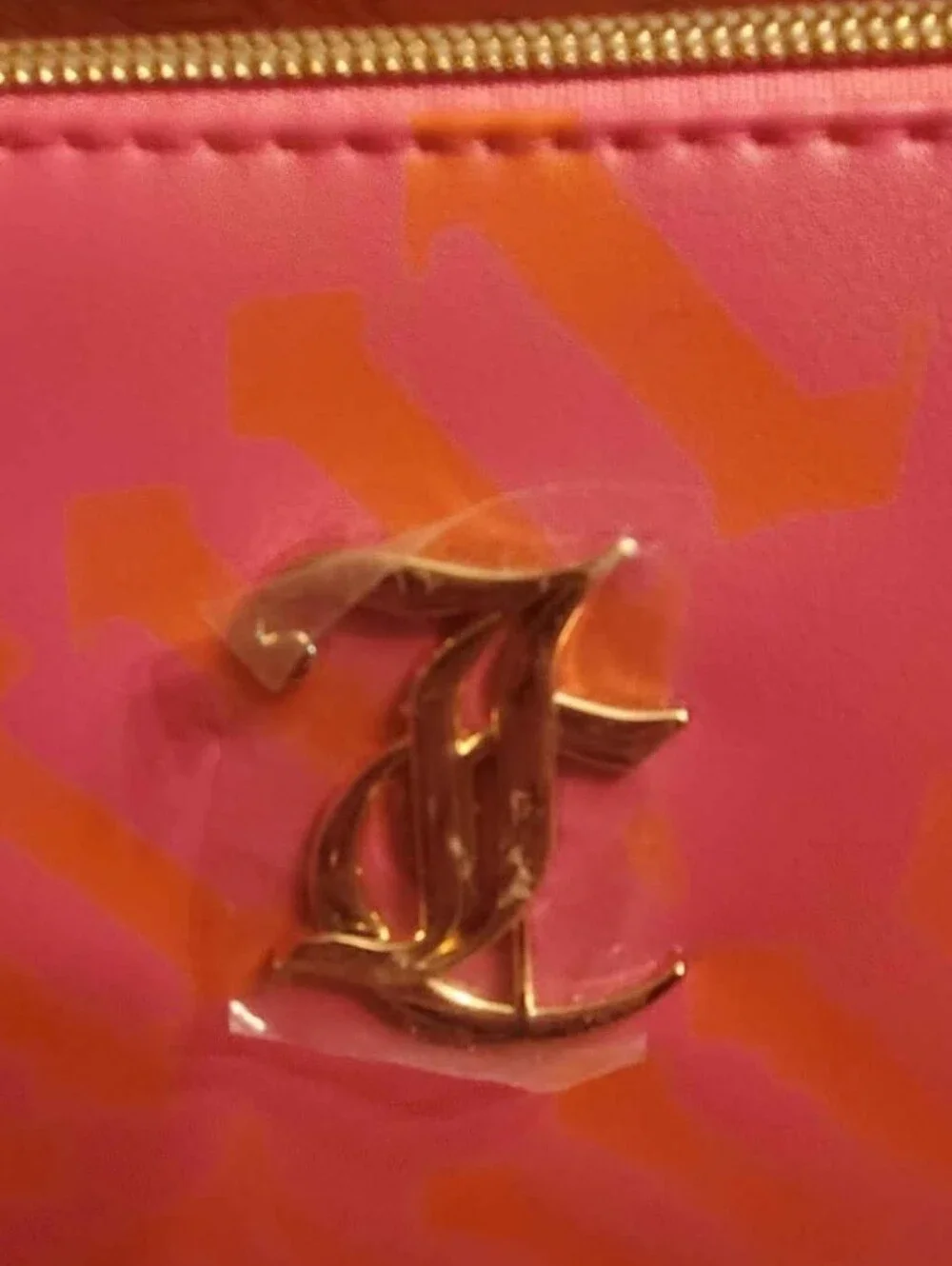 Juicy Couture Pink Logo Cosmetic Pouch with Gold Accent
